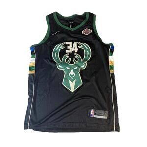 Nike Milwaukee Bucks Swingman Jersey Giannis Antetokounmpo Harley Black 48 Large